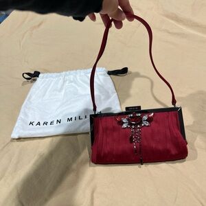 Karen Millen Burgundy Embellished Clutch